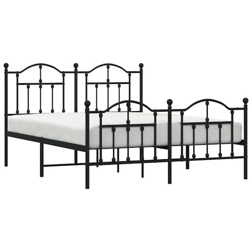 NNEVL Metal Bed Frame with Headboard and Footboard Black 153x203 cm Queen