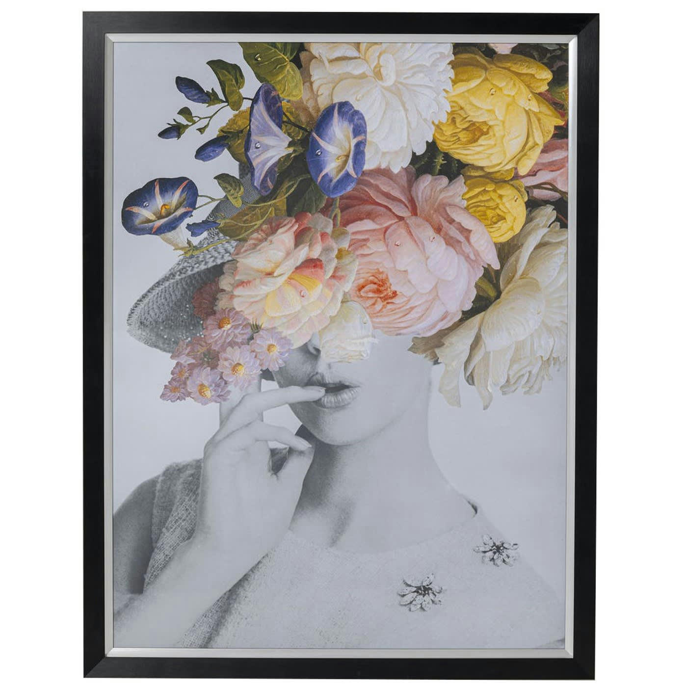 MUSE FLOWERS - Affiche encadrée femme fleurs pastel 117x152