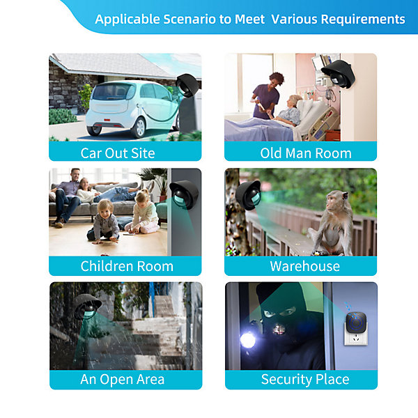 Alarme de détecteur de mouvement, détecteur de mouvement infrarouge pour sirène - détecteur d'alarme sans fil set Motion Detector