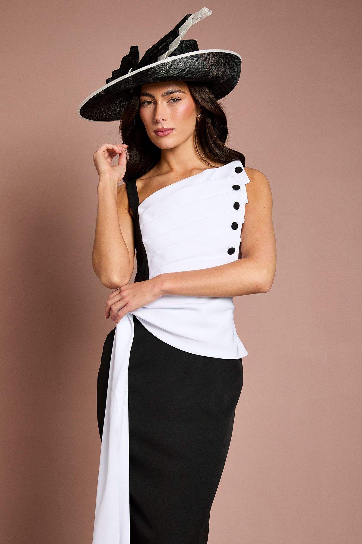 Coast Lisa Tan Fan Detail Crepe Midi Dress