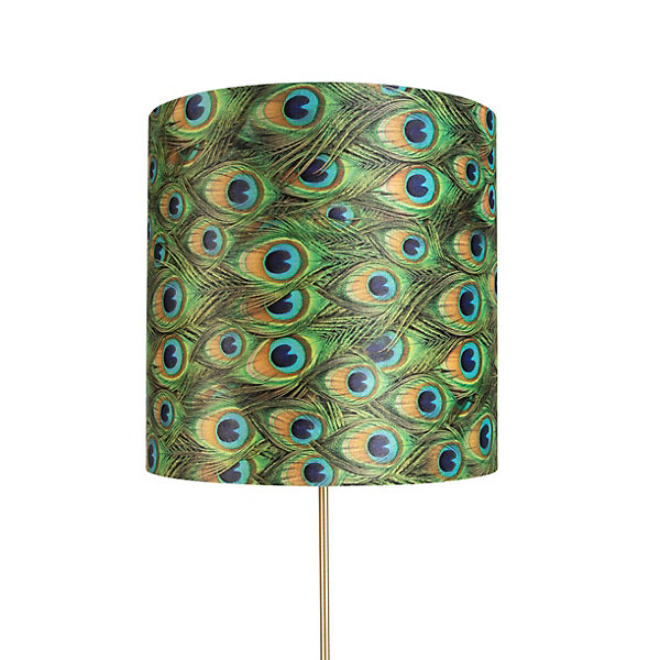 Lampadaire or/laiton avec abat-jour en velours paon 40/40 cm - Parte