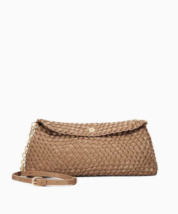 Encourage Bronze - Woven Clutch With Cross Body Strap Bag