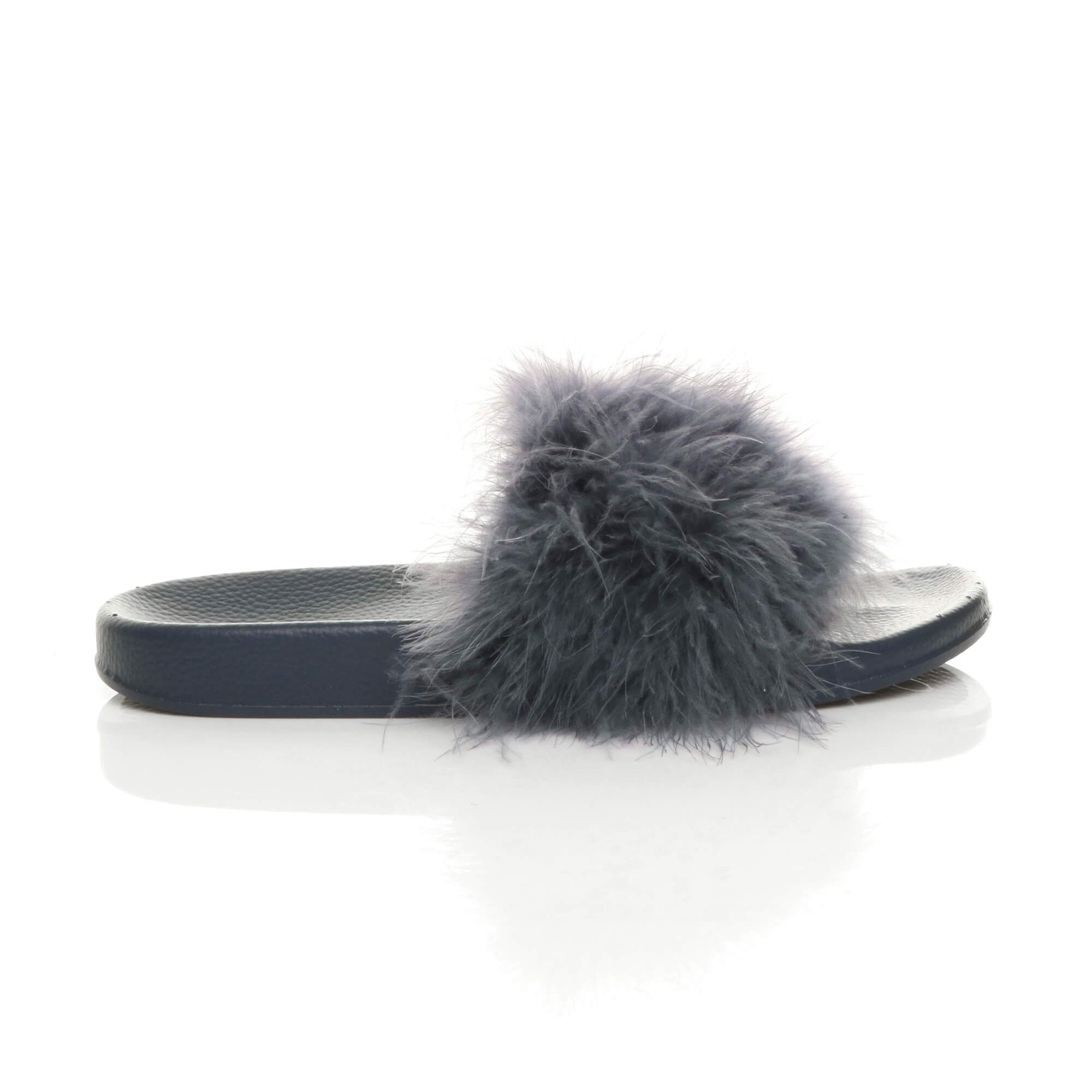 AJVANI Flat Heel Feather Flip Flop Sandals Sliders