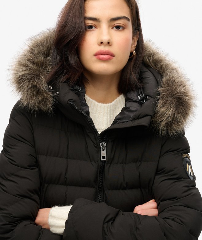 Fuji Faux Fur Hooded Longline Jacket