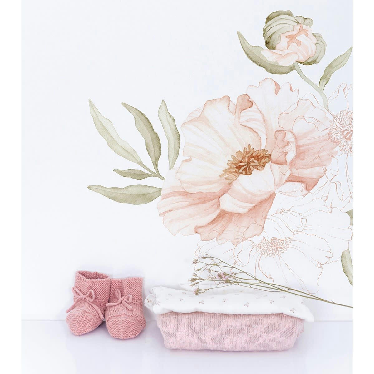 POPPIES - Grand sticker grand coquelicot rose  en vinyle mat multicolore