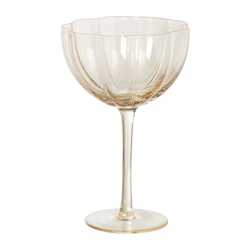 Wijnglas groot geschulpt - goudkleurig - 350 ml