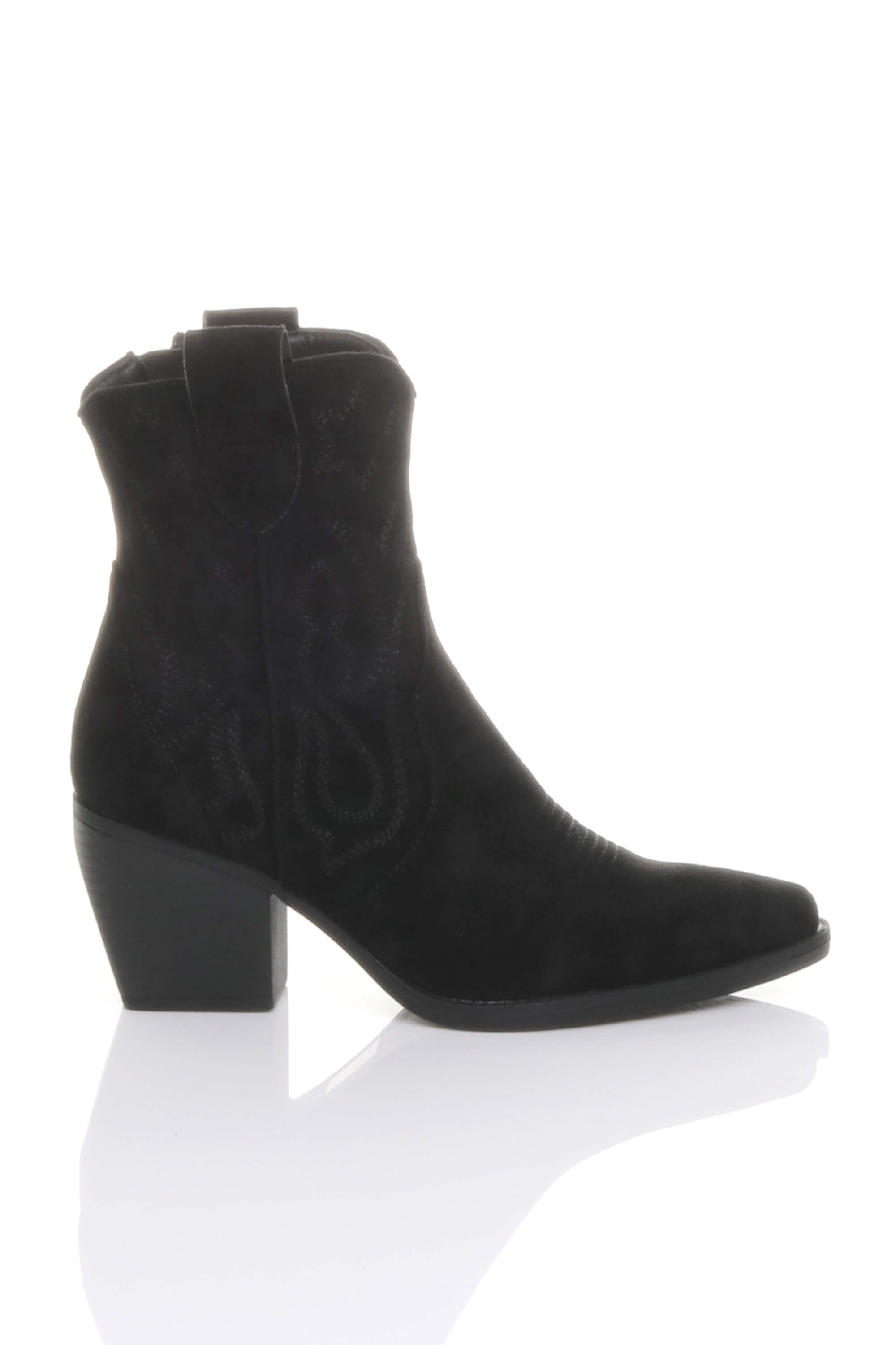 AJVANI Mid Cuban Heel Pointed Toe Western Cowboy Ankle Boots