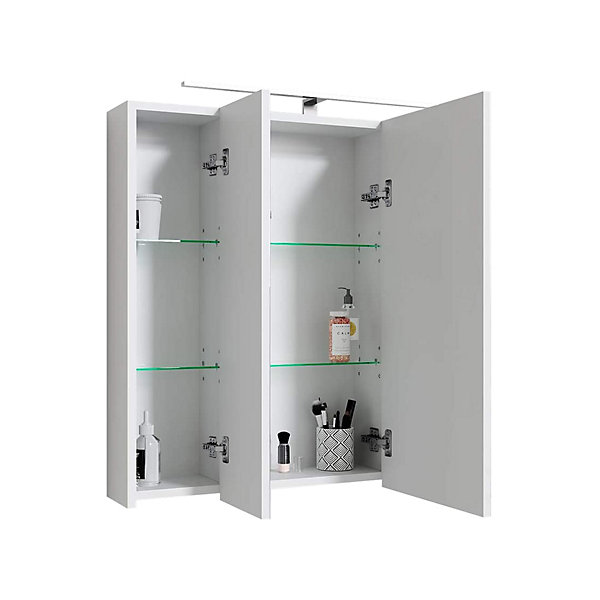 Armoire de toilette salle de bain avec miroir et LED 72,4x72x15 cm