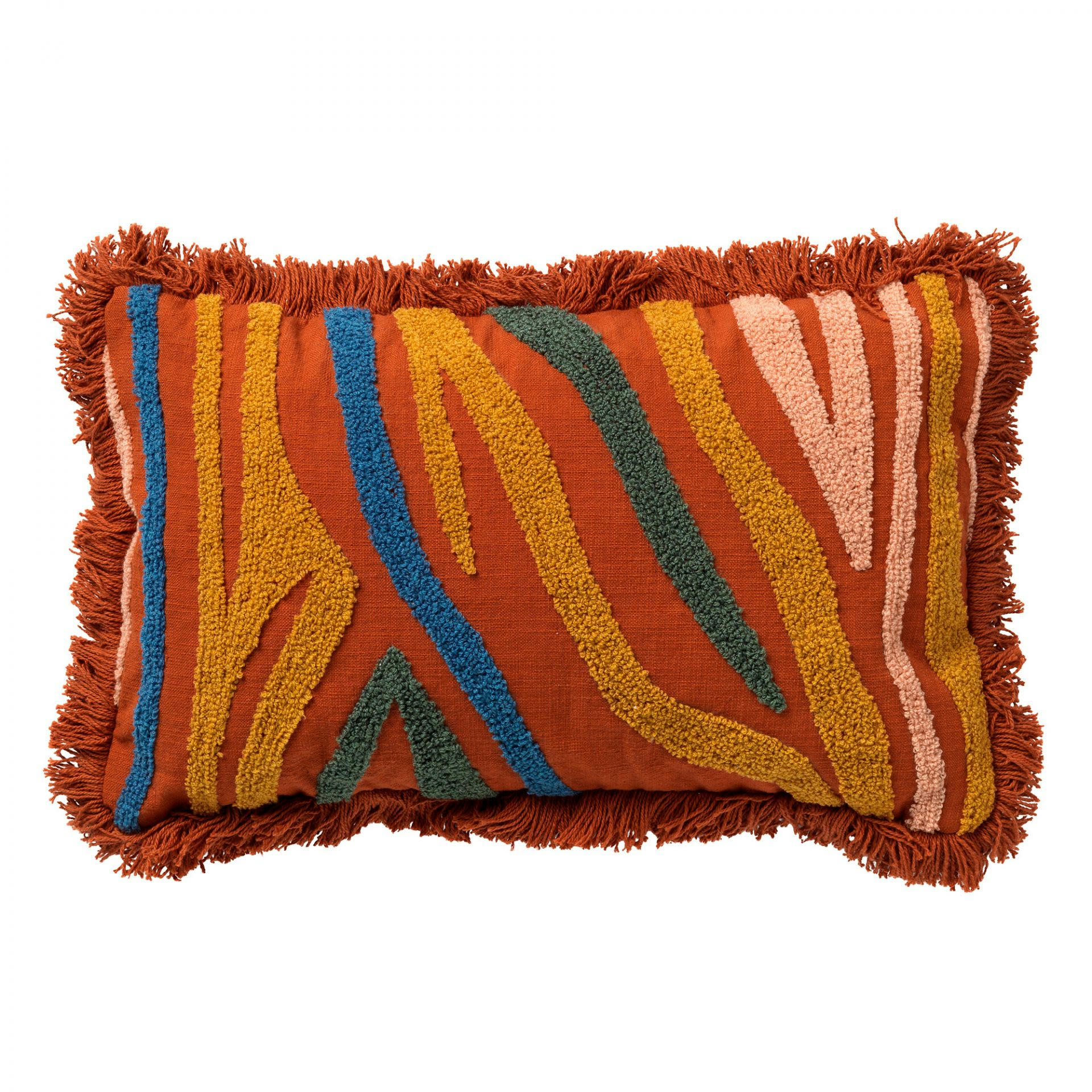 - Coussin - orange en coton 30x50 cm avec imprimé animalier
