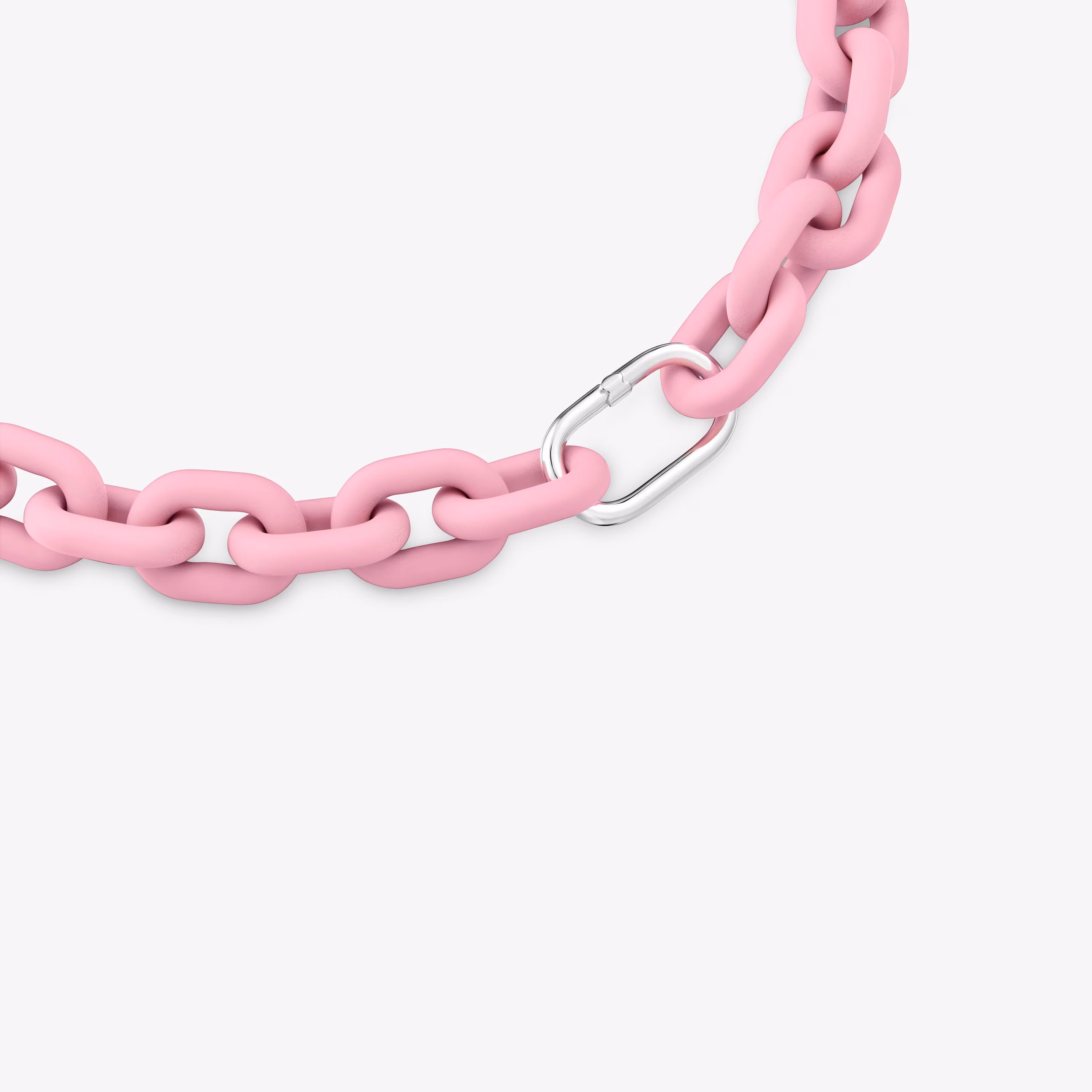 Collar cadena de acetato en color rosa y anilla de plata Hold Oval