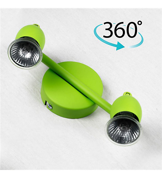 Luminaire Plafonnier Reglette vert 2 Spots orientables GU10 42 W halogene LED
