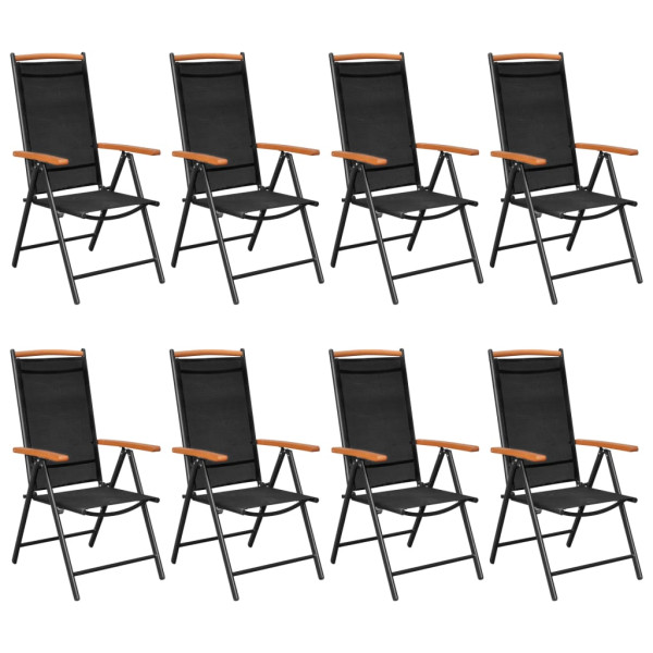 Zestaw mebli jadalnianych Czarny 185 cm table length Aluminium vidaXL