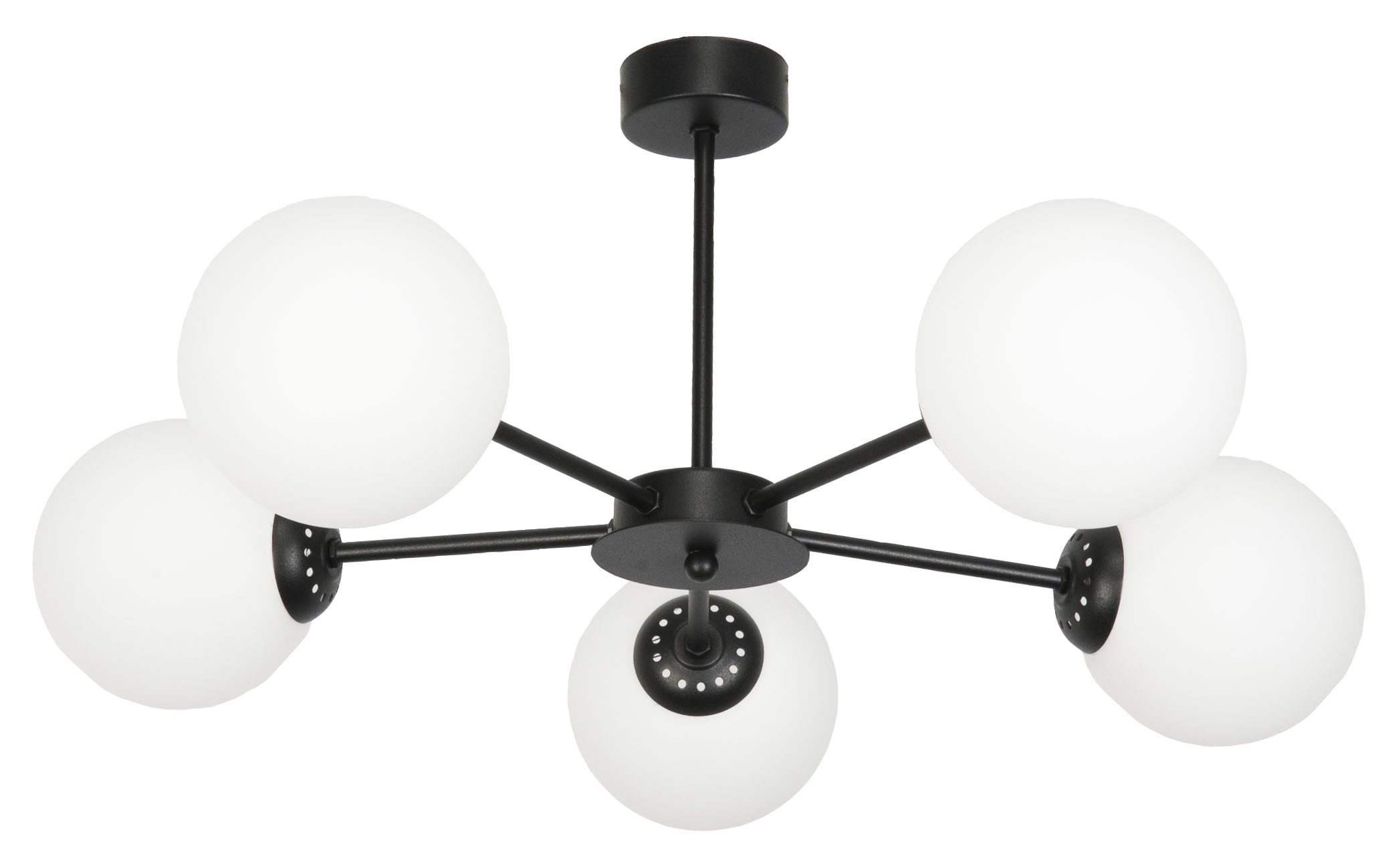 Lampa sufitowa czarna kule białe klasyczna EDYLIT 5xE14 VARADERA 14-830