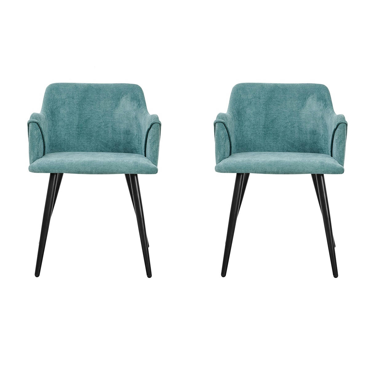 - Lot de 2 chaises de salle à manger en tissu turquoise vert
