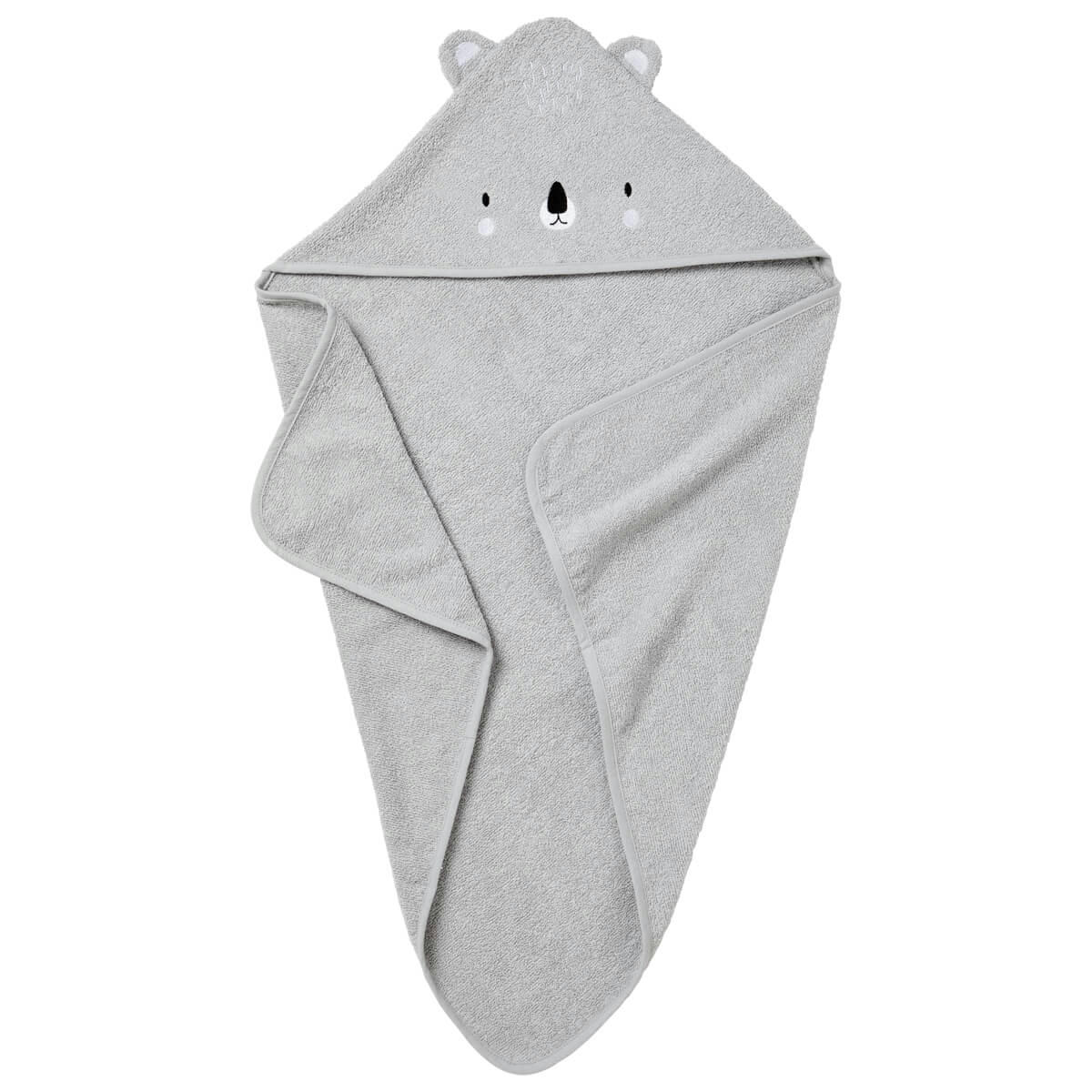 - Cape de bain bébé grise en coton 70x70 cm
