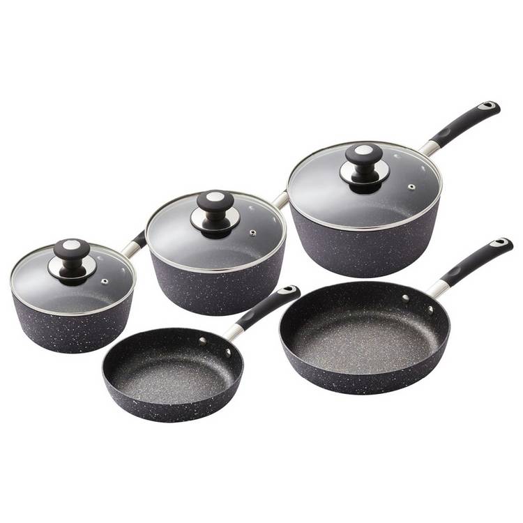 Tower Precision 5 Piece Aluminium Pan Set - Black