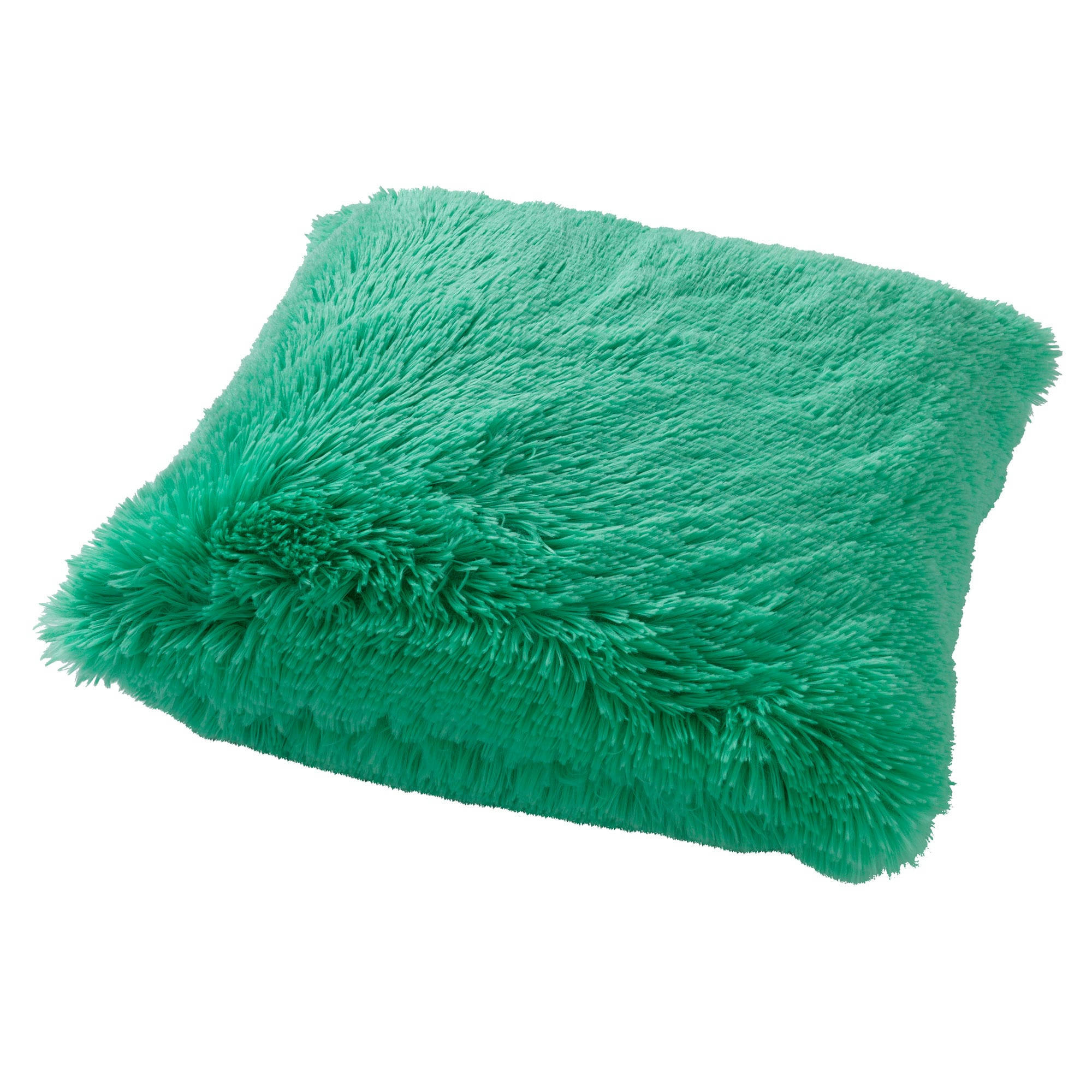 - Housse de coussin vert fausse fourrure-45x45 cm uni