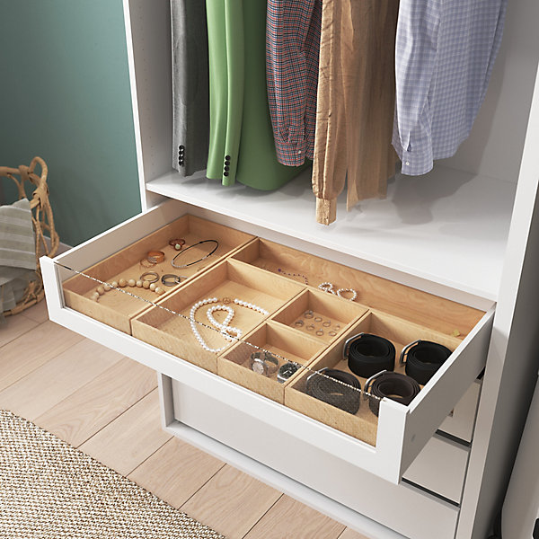 Dressing blanc 2 tablettes 5 tiroirs GoodHome Atomia H. 187,5 x L. 150 x P. 58 cm