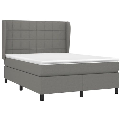NNEVL Box Spring Bed with Mattress Dark Grey 137x190 cm Double Fabric