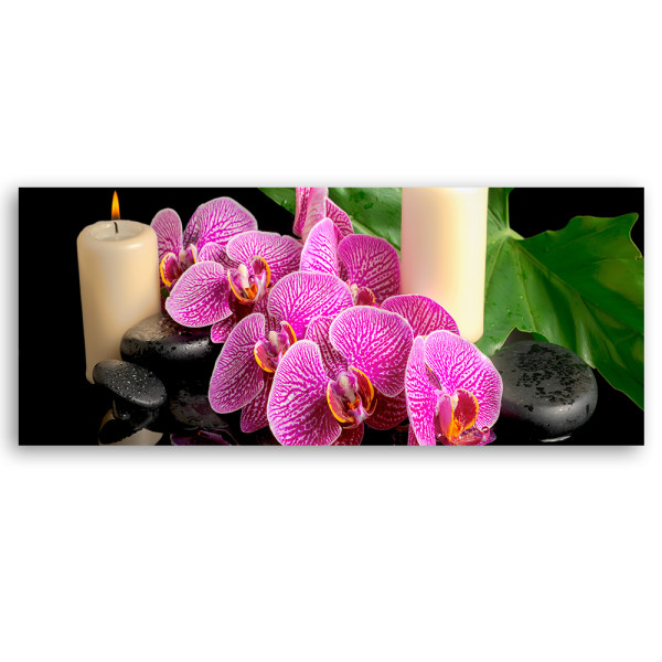 Feeby Obraz na płótnie, Orchidea Storczyk Świeczki 90x30