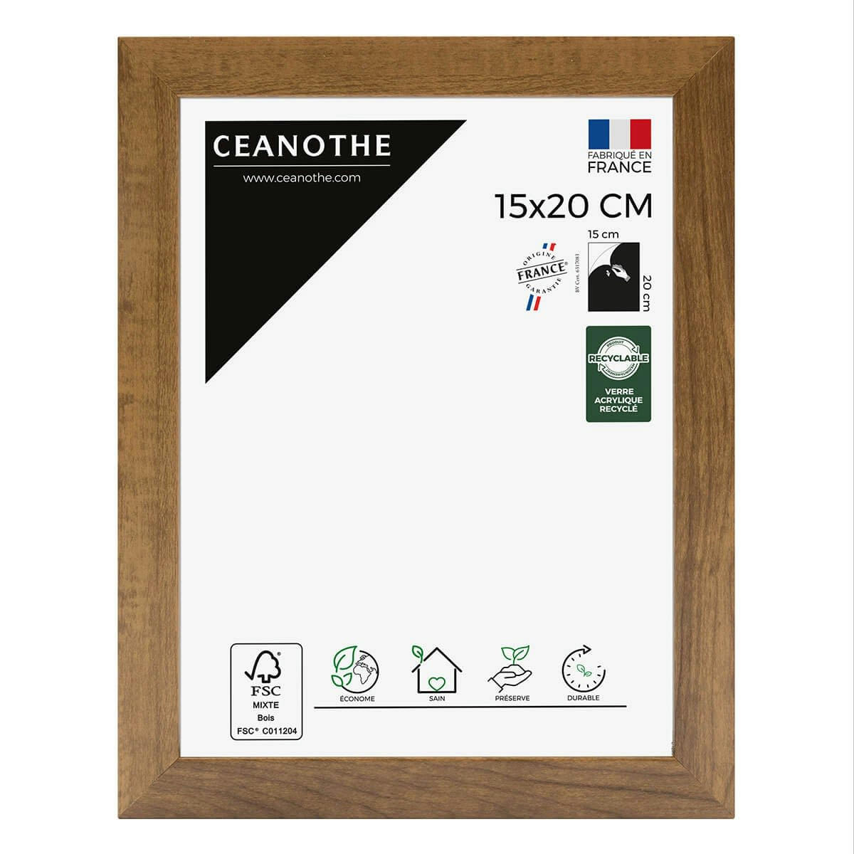 PRECIOUS - Cadre photo noyer 15x20 cm résine recyclée