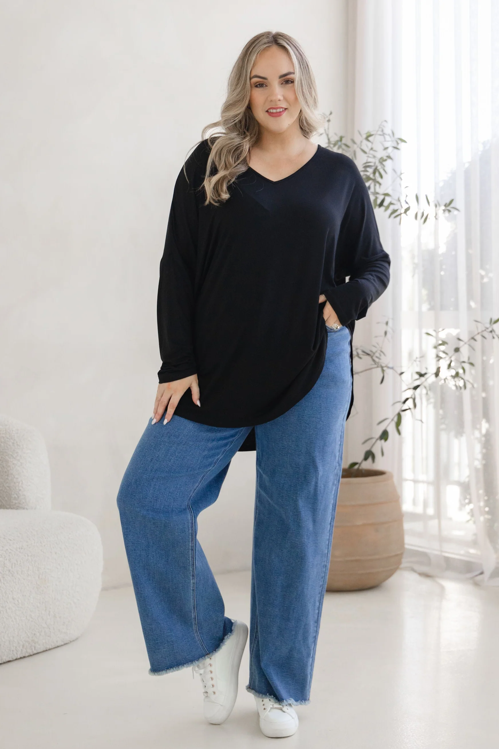 Jasper Jersey Top in Black