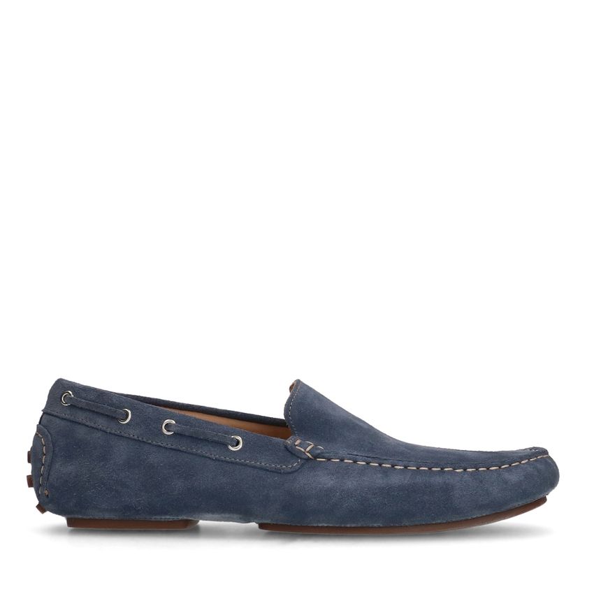 Manfield Blauwe suède loafers