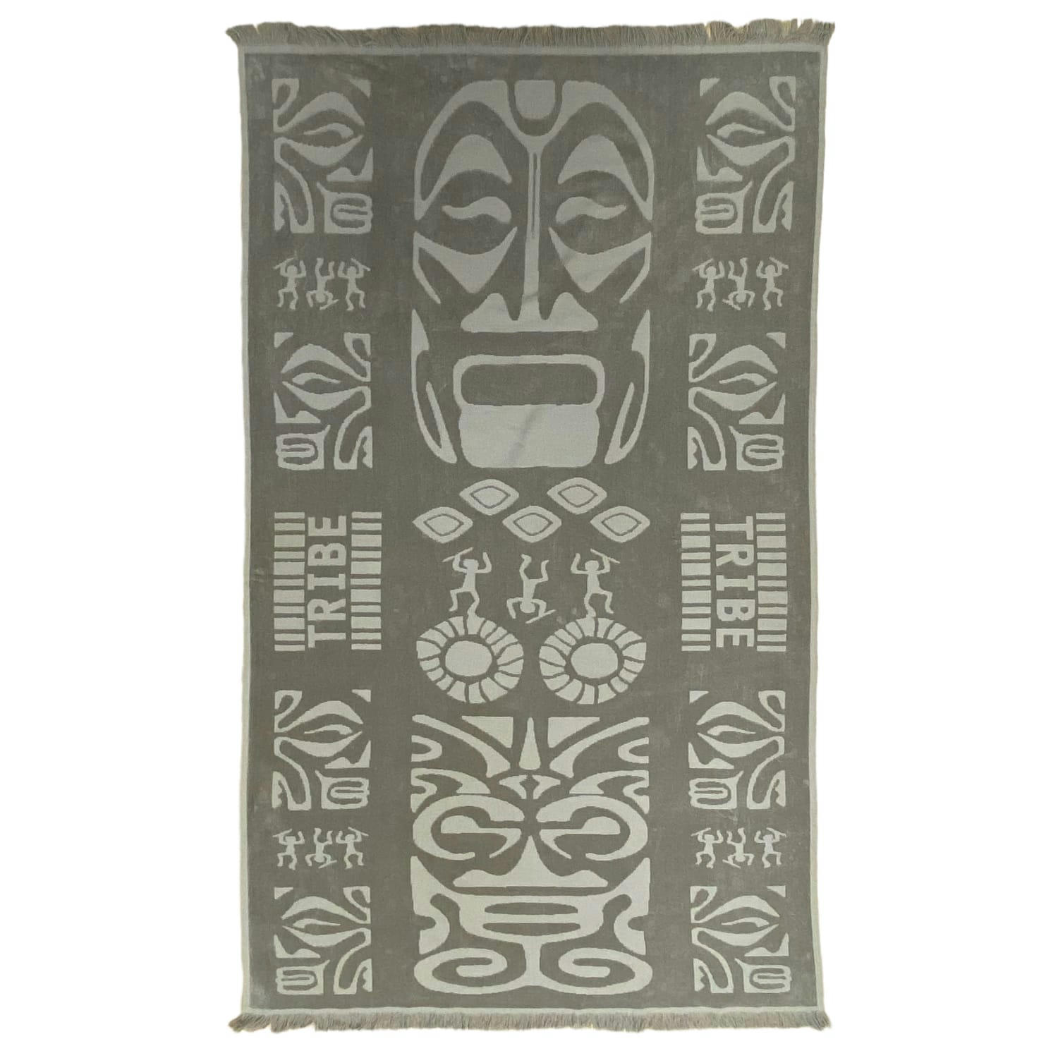 ÉPONGE VELOURS UNIE AVEC MOTIFS CISELÉS - Serviette de plage éponge velours ciselée Izapa 90x170 taupe