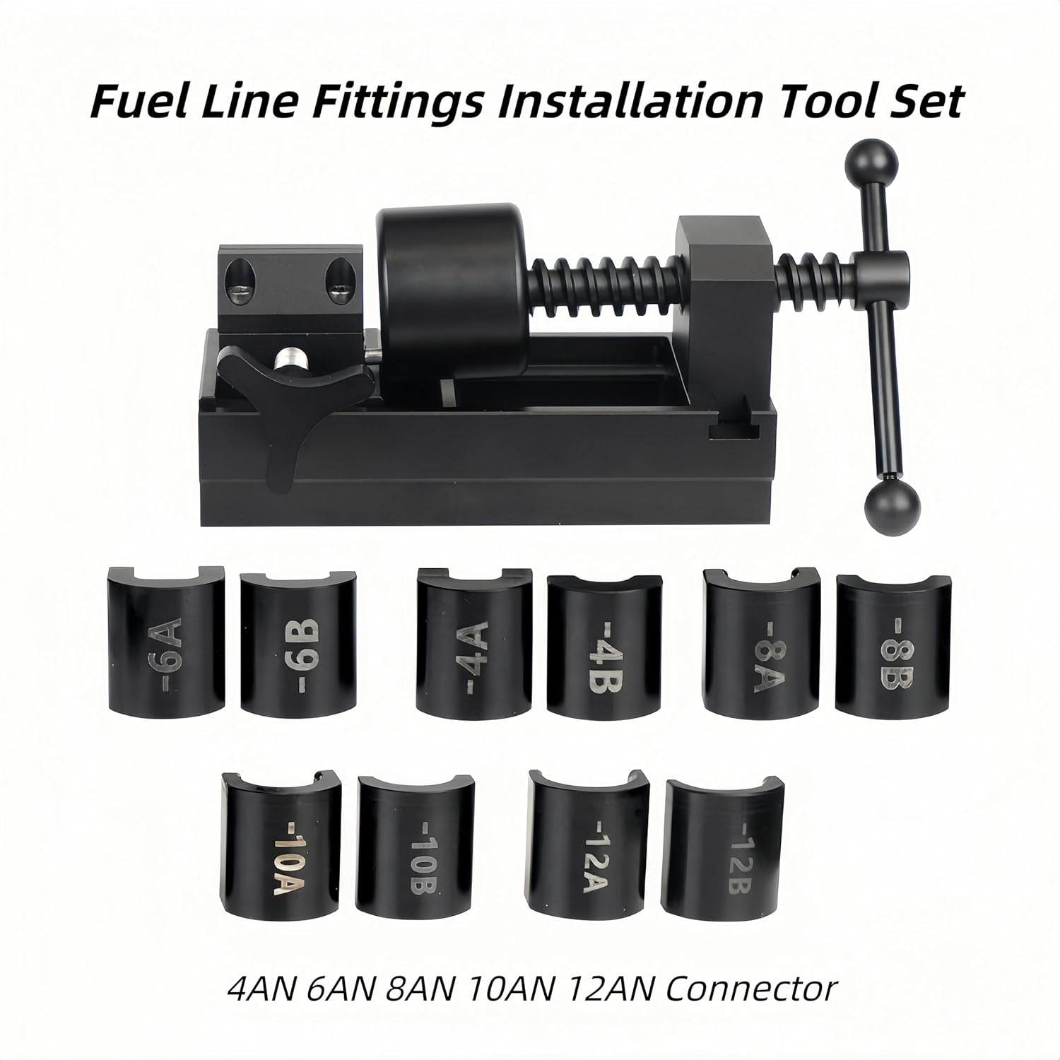 Fuel Line Fittings Installation Tool Set with 4AN 6AN 8AN 10AN 12AN Connector, Auto Hose Pipe Fuel Line Installation/Removal Tool Kit, AN Hose Fitting Connect/Disconnect Tools