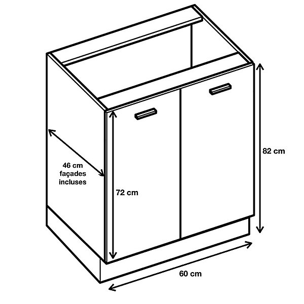 Cuisineandcie - Meuble bas de cuisine Eco Noyer Blanchi 2 portes L 60 cm