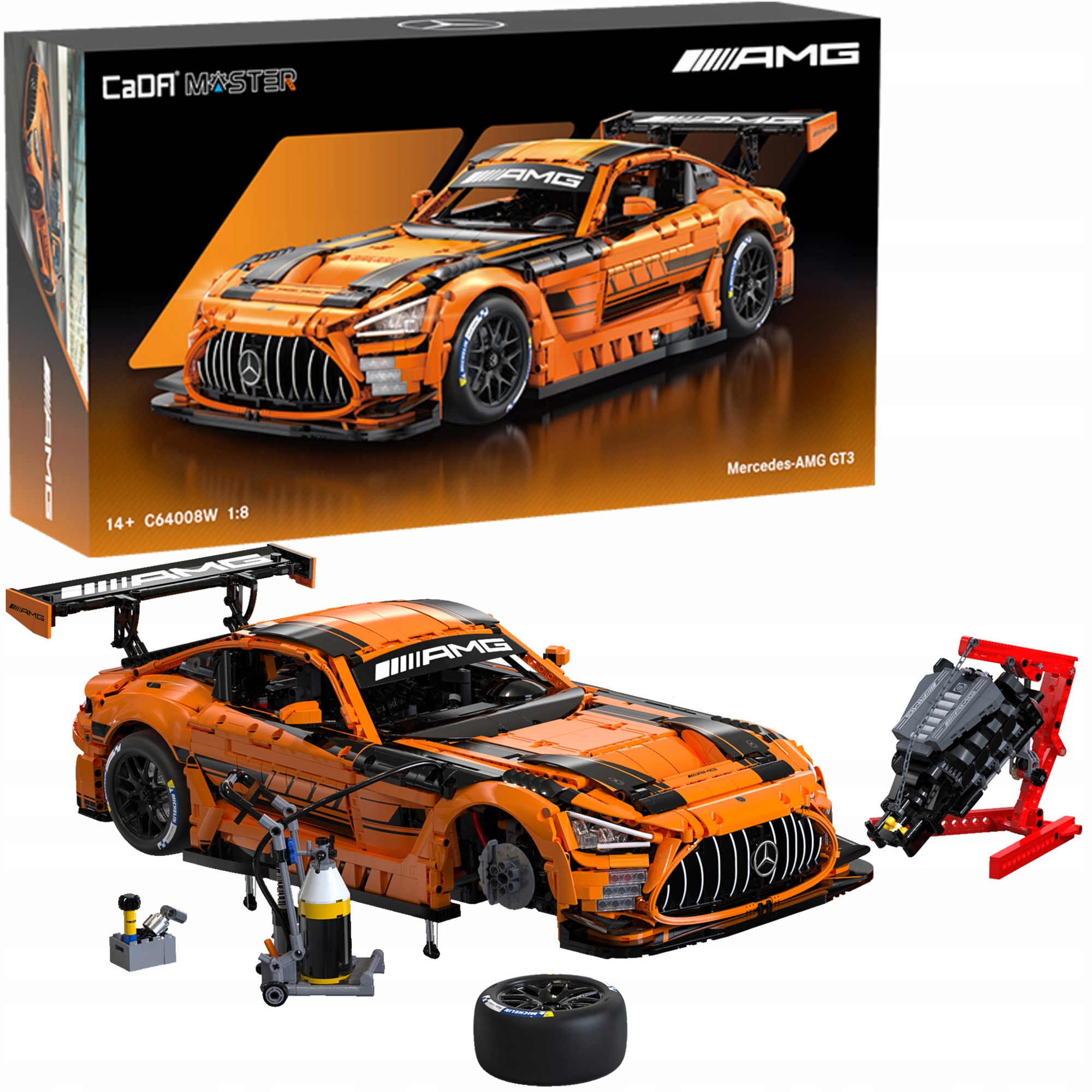 CADA KLOCKI MERCEDES AMG GT3 1:8 59 CM MODEL 5466 ELEMENTÓW + ŚWIATŁA LED