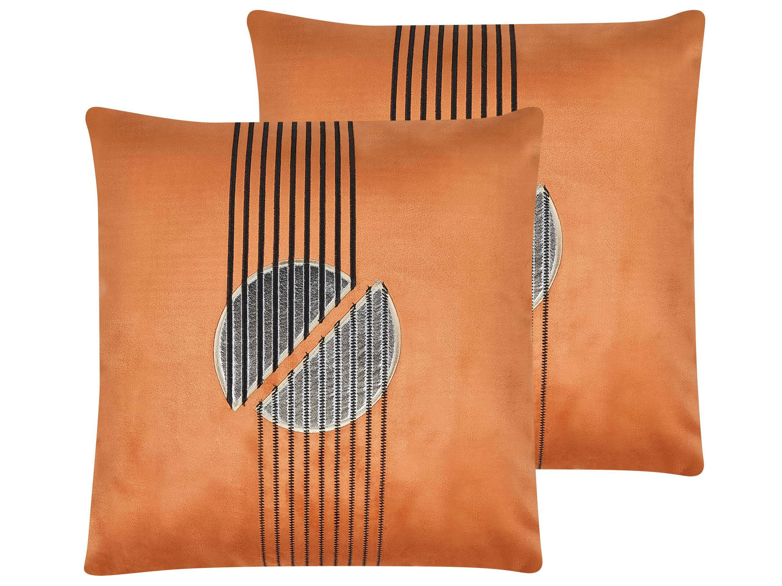 CEROPEGIA - Lot de 2 coussin décoratifs en tissu orange 45x12cm