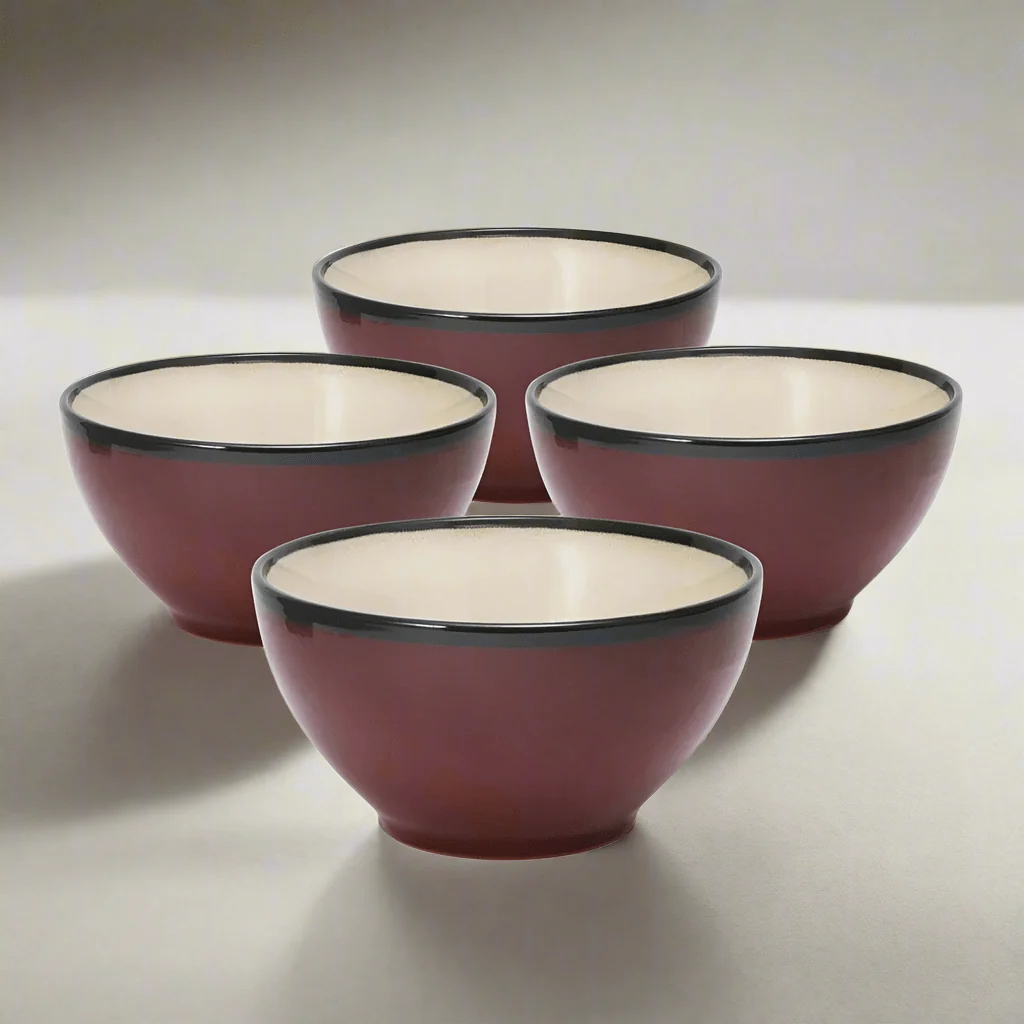 Gourmet Basics Belmont Set of 4 Red Soup Cereal Bowls