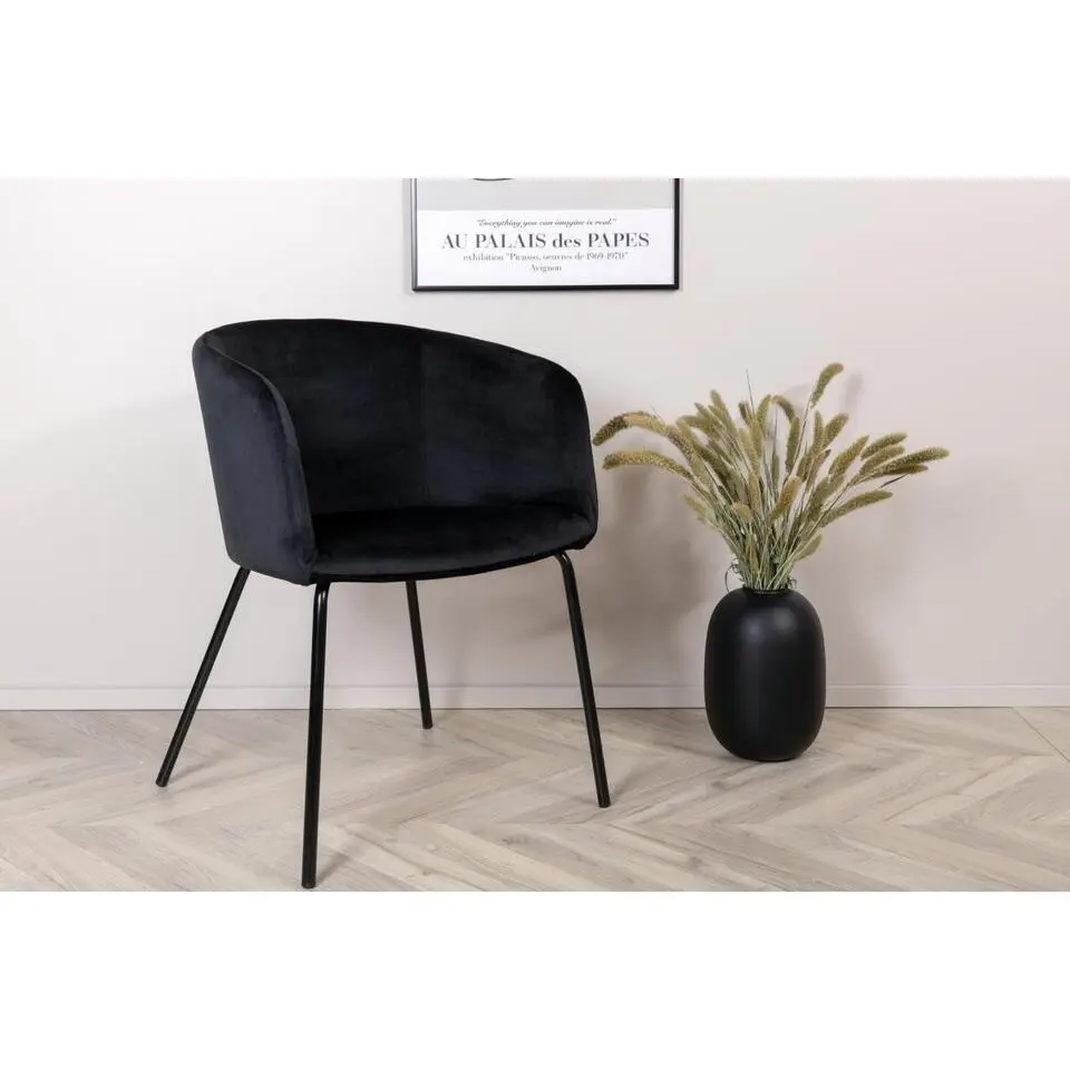 Svea - Tiro eetkamerstoel - velvet - zwart