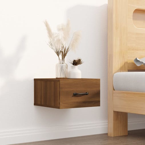 NNEVL Wall-mounted Bedside Cabinets 2 pcs Brown Oak 35x35x20 cm