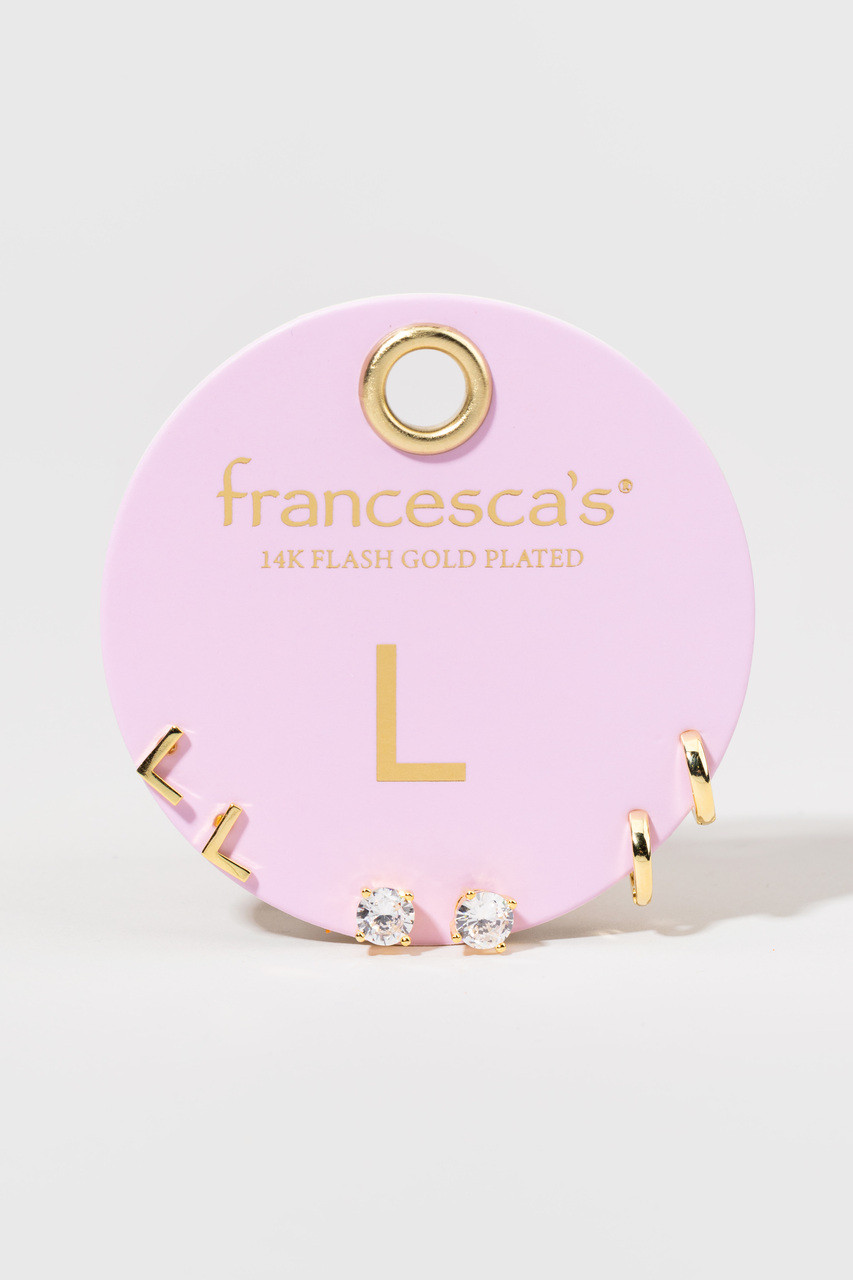 Gold And Crystal Initials Earring Set