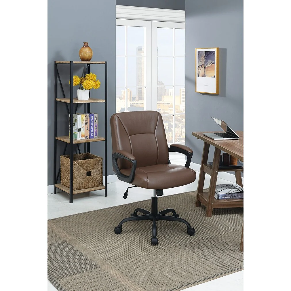 Faux Leather Relax Office Chair, Ergonomic Computer Desk Chair, Upholstered Seat with Armrests and Adjustable Height - N/A