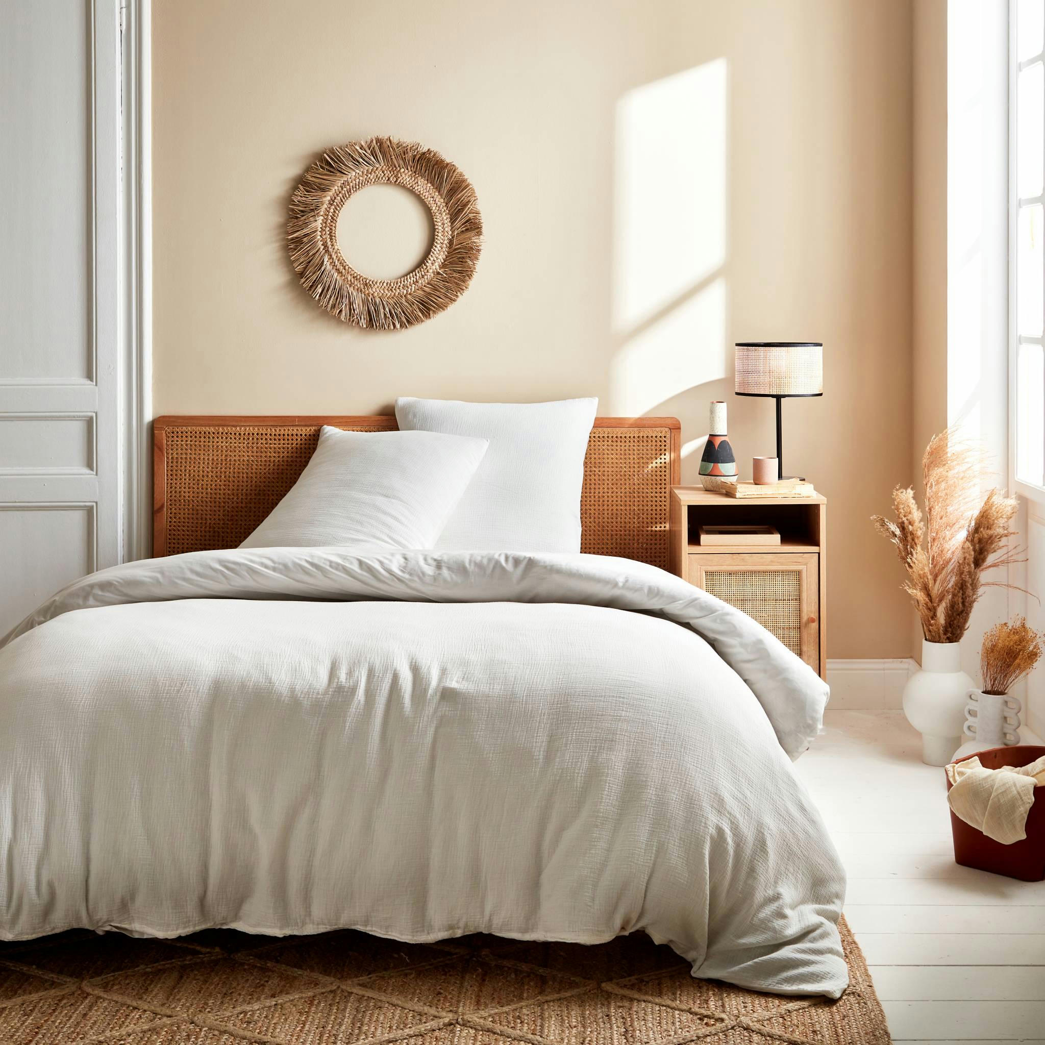 ALIX - Parure de lit gaze de coton blanc 260x240cm