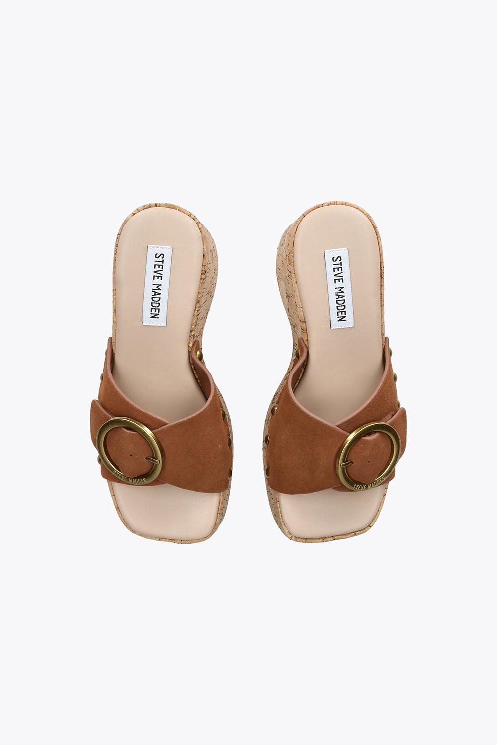 STEVE MADDEN Pedestal Brown Suede' Suede Sandals