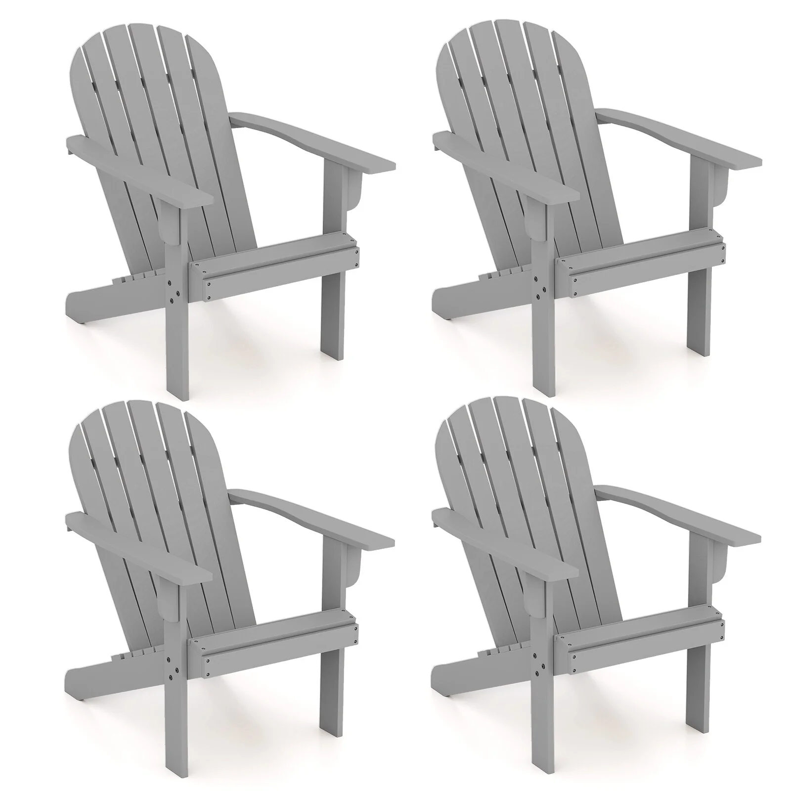Gymax 4PCS Patio Adirondack Chair w/ Inclined Seat High Backrest &