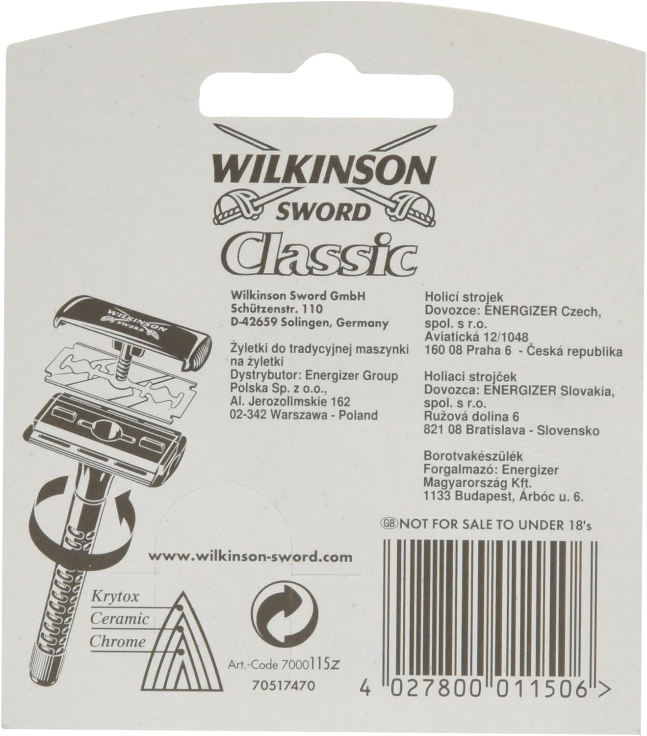 Wilkinson Sword Wilkinson Sword Classic Double Edge Razor Blades 10 Pack