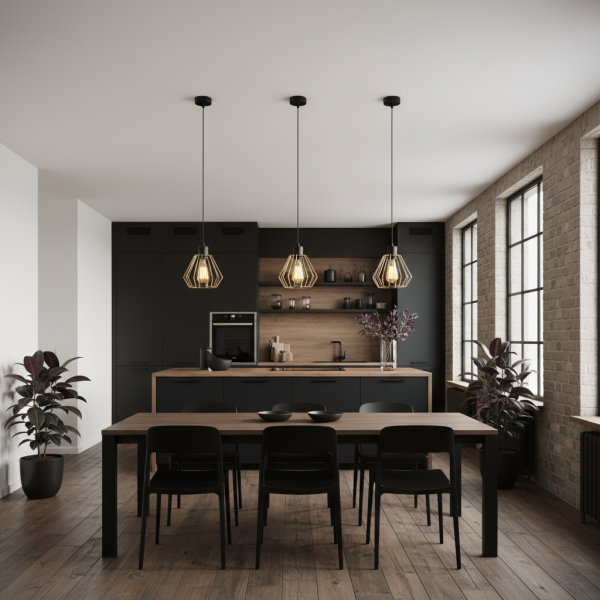 Lampa wisząca zwis EDYLIT loft druciany klosz 1xE27 GIRO 14-305