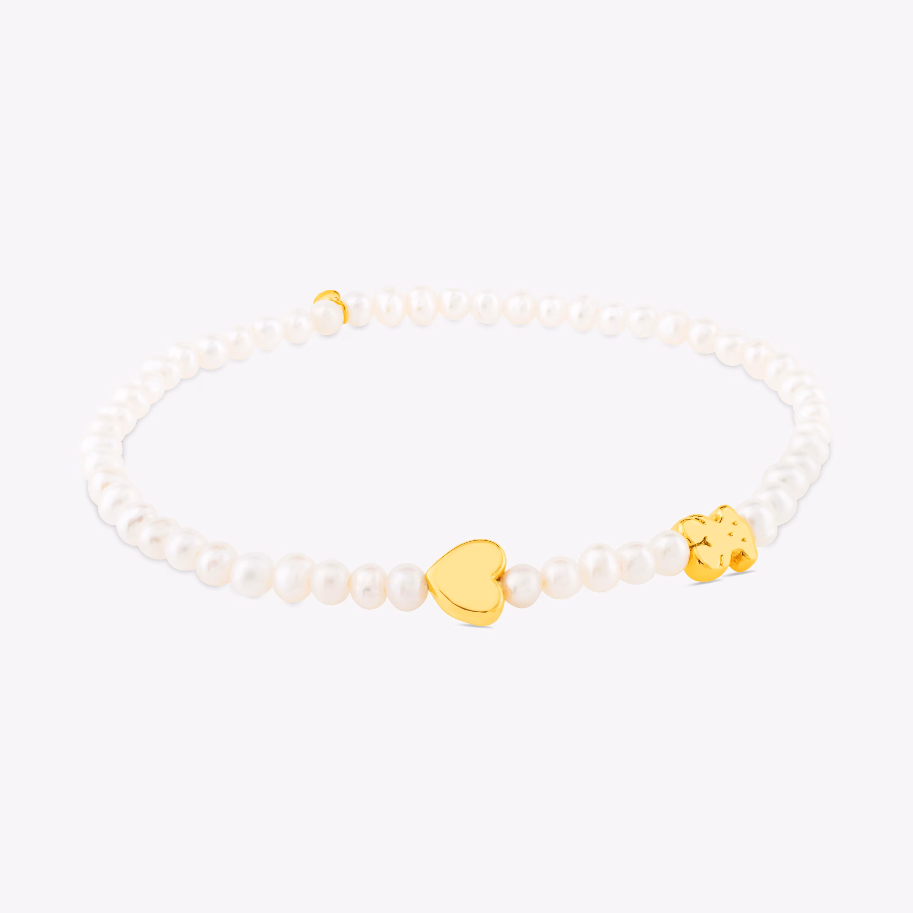 Pulsera de oro y perlas cultivadas motivos oso y corazón Sweet Dolls XXS