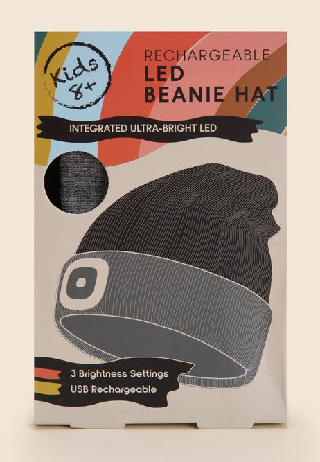 Kids Black LED Rechargeable Beanie Hat