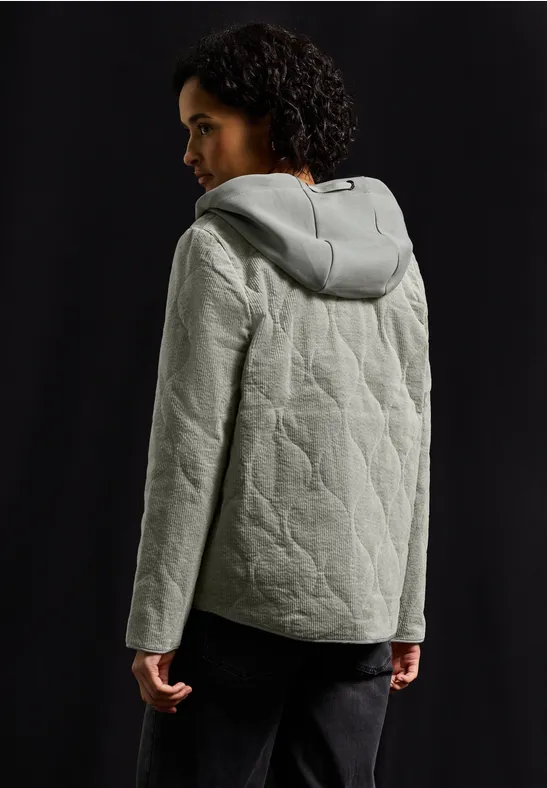 Cord Steppjacke mit Kapuze
