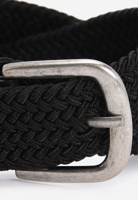 Mens Black Plaited Chino Belt with Buckle
