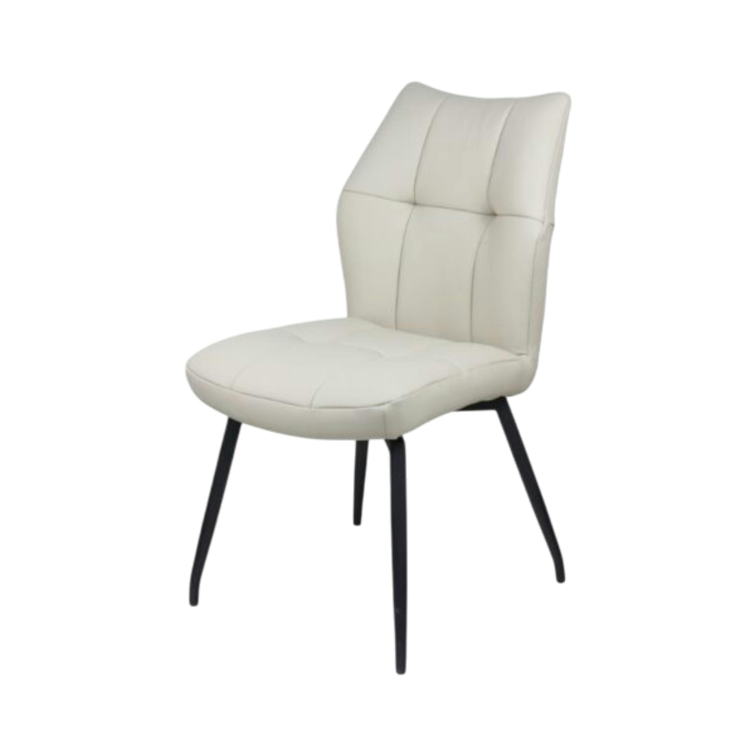 Chaise en cuir ivoire design damier (lot de 2) LOMBARDIE
