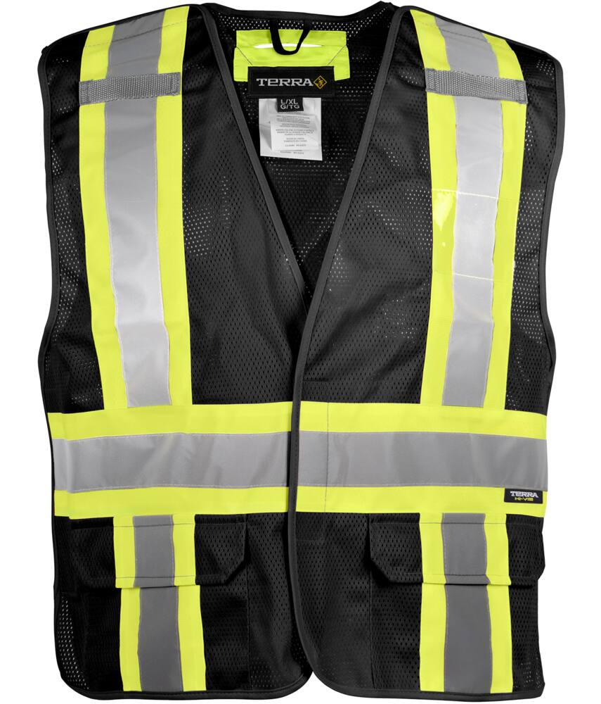 Terra Hi-Vis 5-Point Tear Away Vest, Black