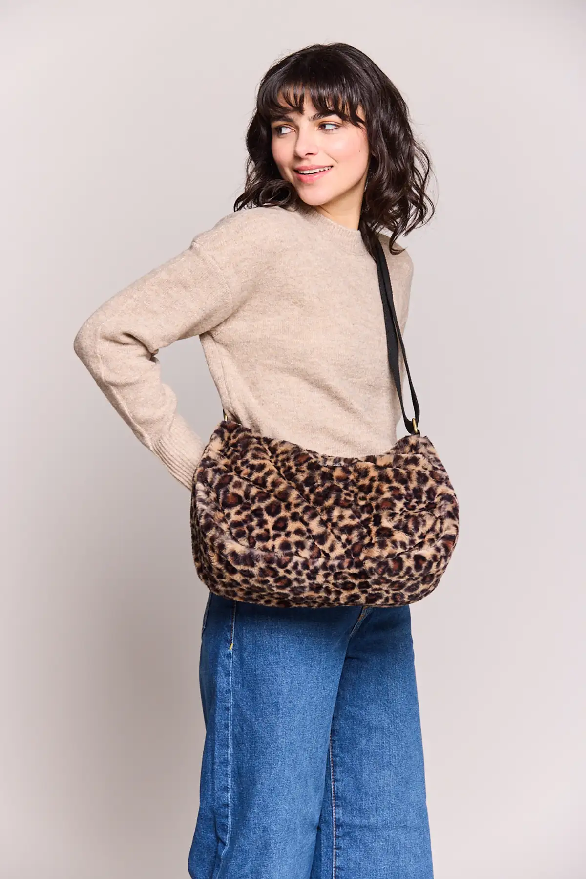 Sac Rosa fausse fourrure Léopard