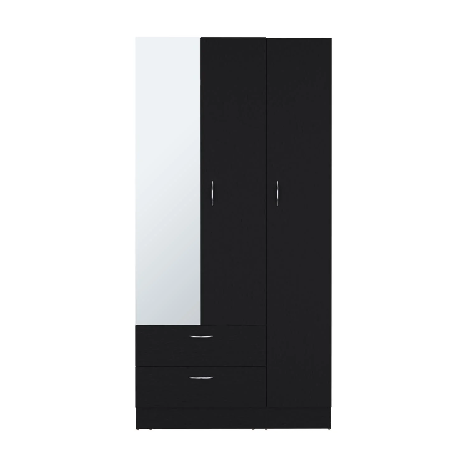 18.9 Modern Armoire with Mirror, Two Drawers and Hanging Rod for Bedroom